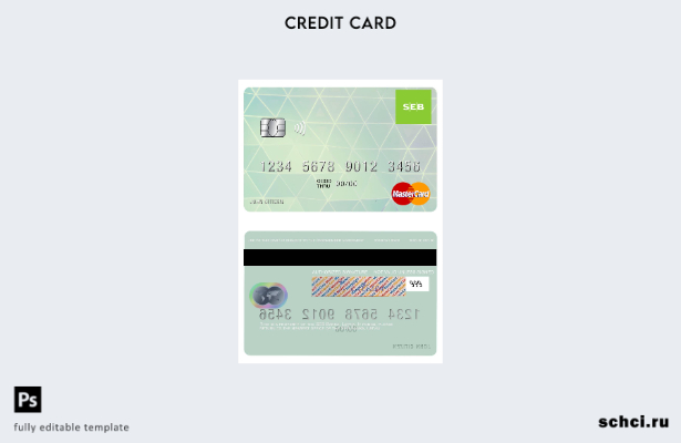 цифровая загрузка шаблона карты Mastercard Латвийского банка SEB